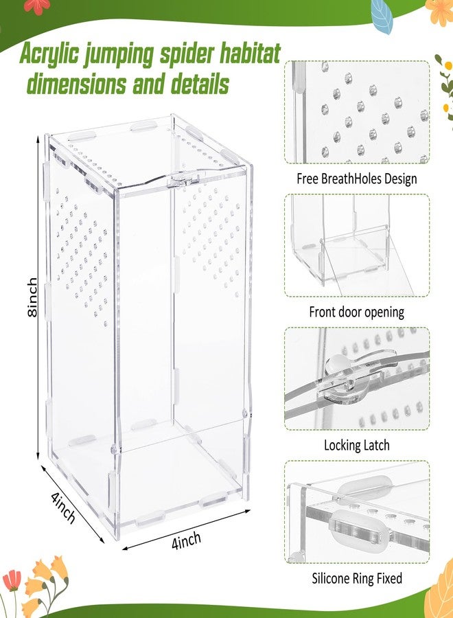 RoundFunny 23 Pcs Jumping Spider Enclosure and Habitat Miniatures Figurines Set Clear Acrylic Enclosure Mini Jumping Spider Accessories for Habitat Decorations Garden Figurines(Moss) - Image 3